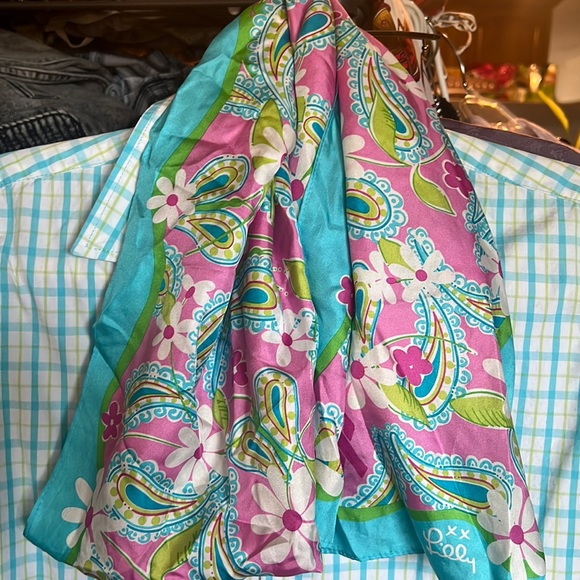 LILLY PULITZER SILK MULTICOLOR SCARF - Picture 1 of 11